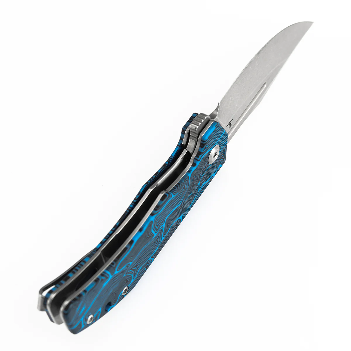 Tenable Orion Flipper Folding Knife | Blue Topo G-mascus Handle | Stonewashed 14C28N | JB Stout Design | B1089A1 - Image 7