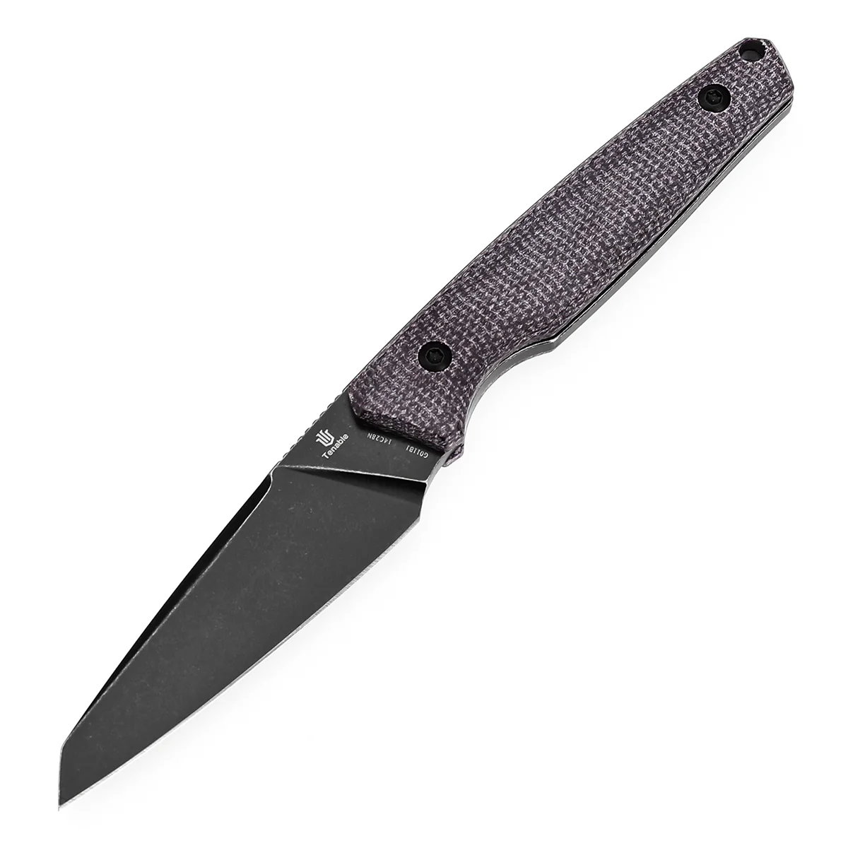 Tenable Parr Fixed Blade Knife | 2.87" Blackwashed 14C28N Blade | Purple Micarta Handle | Jonathan Styles – G011B1 - Image 3