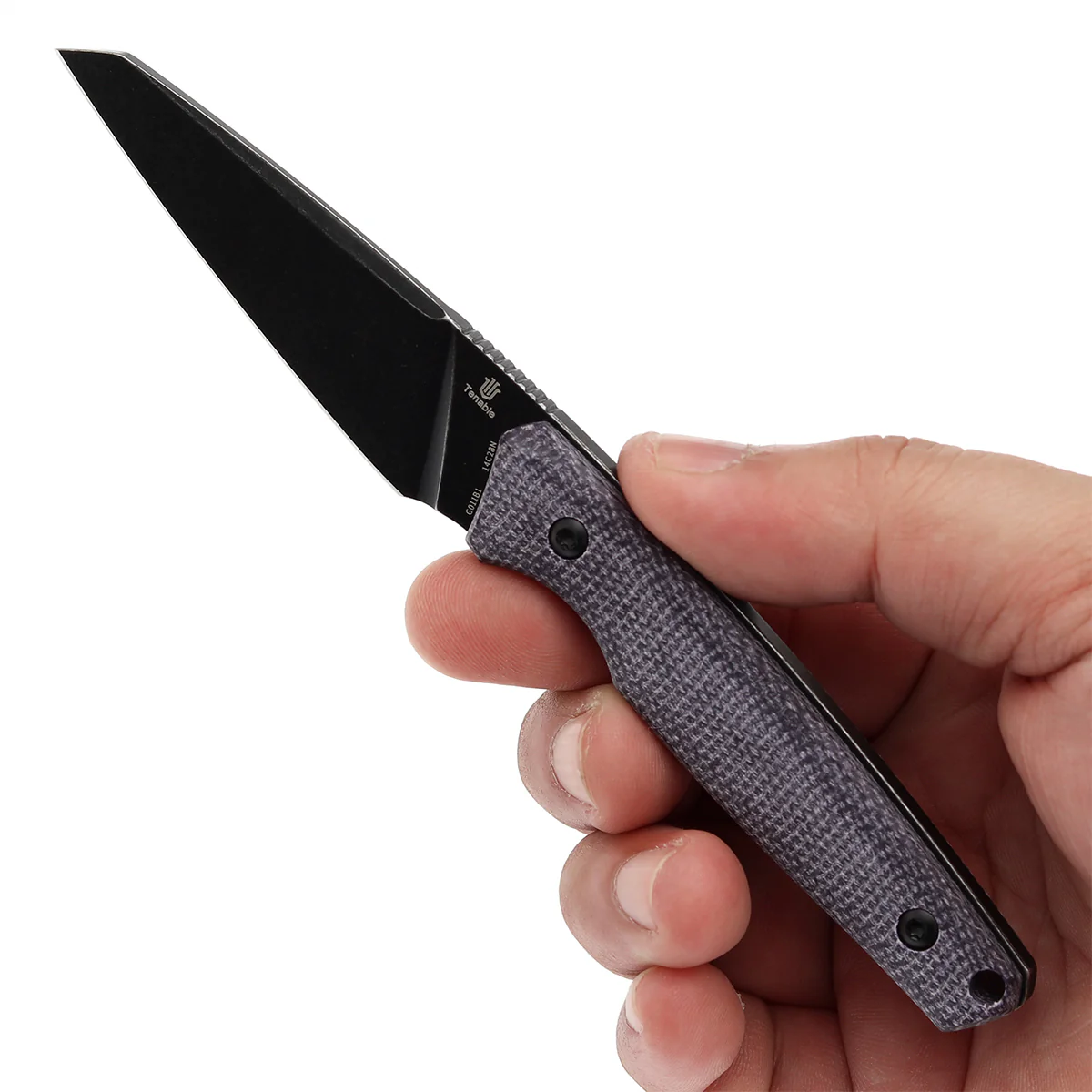 Tenable Parr Fixed Blade Knife | 2.87" Blackwashed 14C28N Blade | Purple Micarta Handle | Jonathan Styles – G011B1 - Image 7