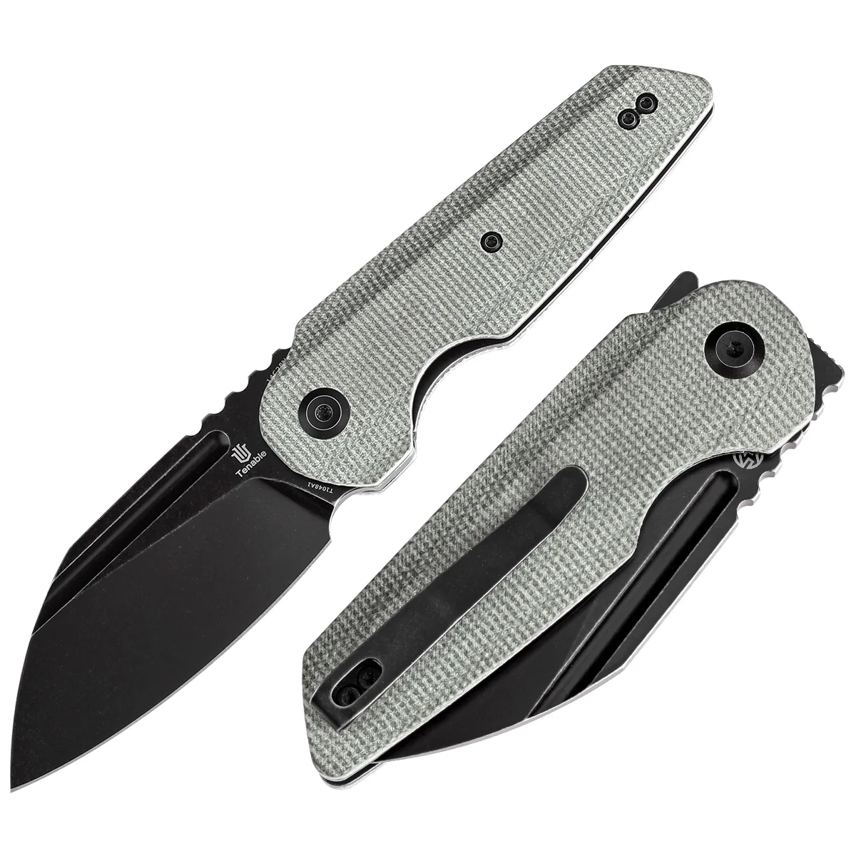 Tenable Rafe L Folding Knife Green Micarta Handle (3.19" Black Stonewashed 14C28N Blade) 4T5 Design--T1048A1