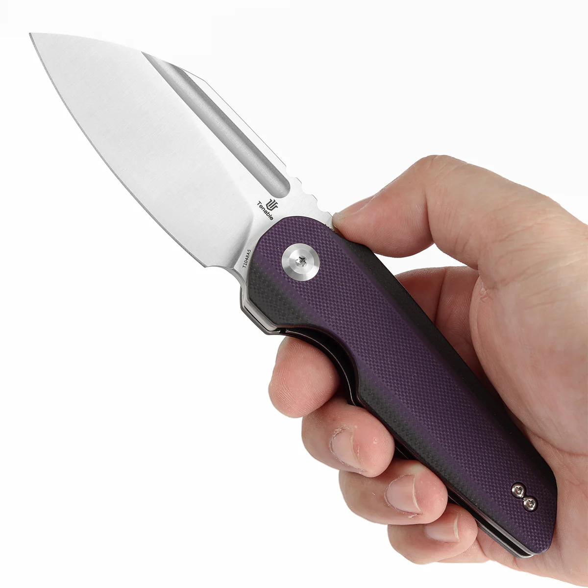 Tenable Rafe L Folding Knife Purple and Black G10 Handle (3.19" Satin 14C28N Blade) 4T5 Design--T1048A5 - Image 10