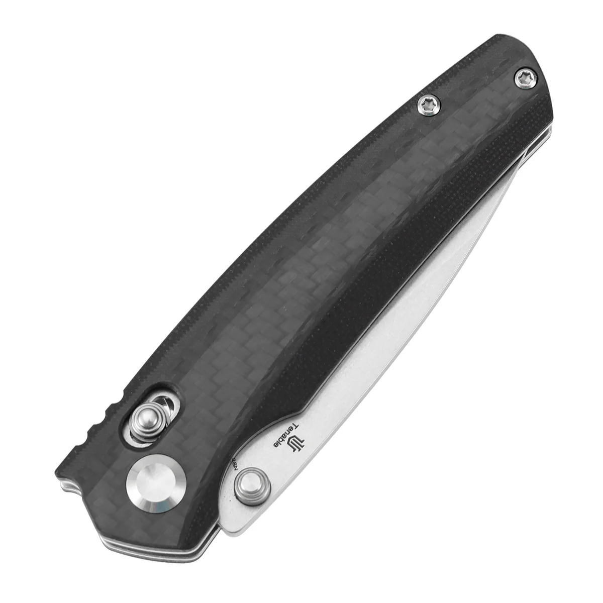 Tenable Raven Cross Bar Lock Folding Knife | 3.14" Stonewashed 14C28N Blade | Twill Carbon Fiber Handle | Black Bird Blades Design -T2109V1 - Image 6