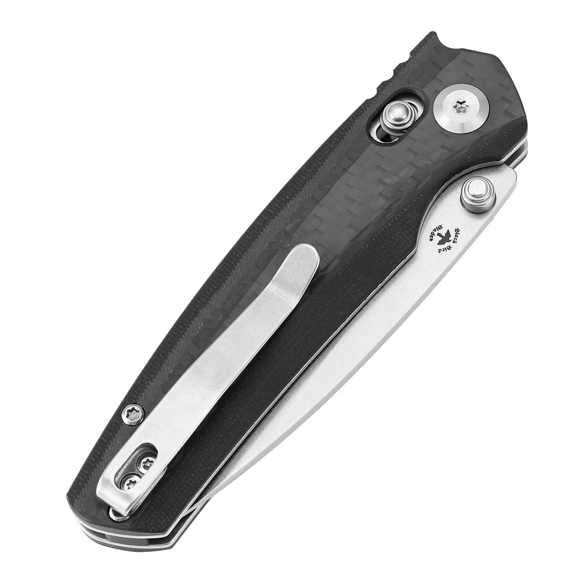Tenable Raven Cross Bar Lock Folding Knife | 3.14" Stonewashed 14C28N Blade | Twill Carbon Fiber Handle | Black Bird Blades Design -T2109V1 - Image 7
