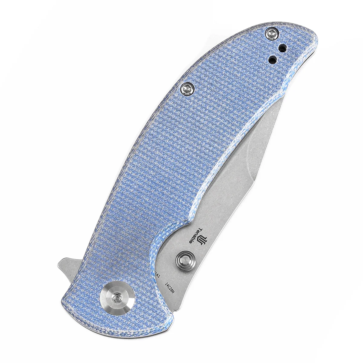 Tenable Rei Folding Knife Blue Micarta Handle (3.3" Stonewashed 14C28N Blade) Karambit Maker Design--T1061A1 - Image 7