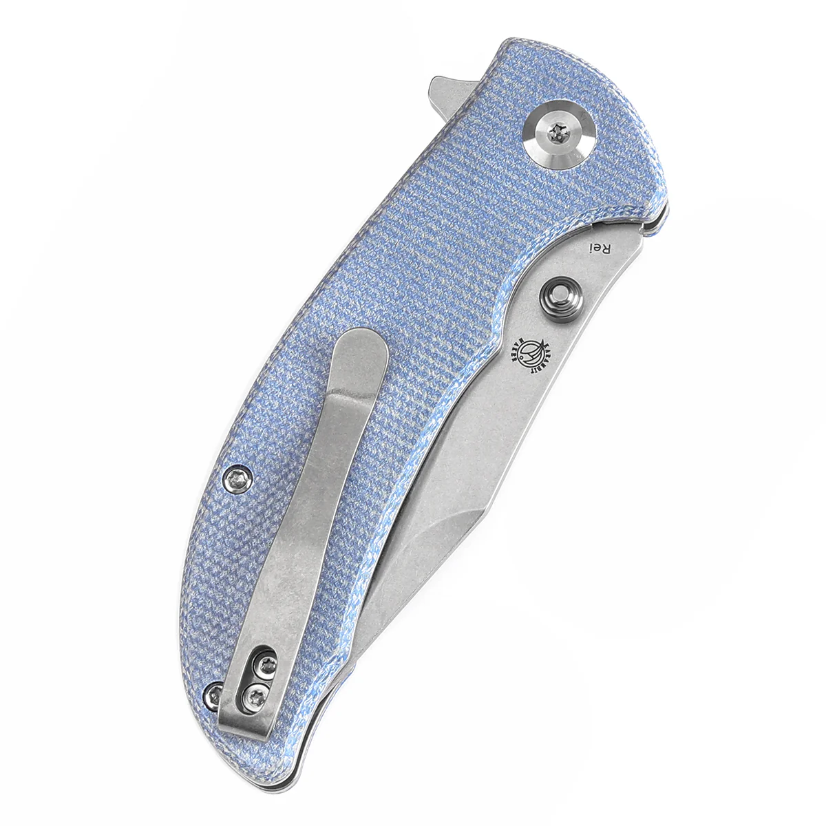 Tenable Rei Folding Knife Blue Micarta Handle (3.3" Stonewashed 14C28N Blade) Karambit Maker Design--T1061A1 - Image 8