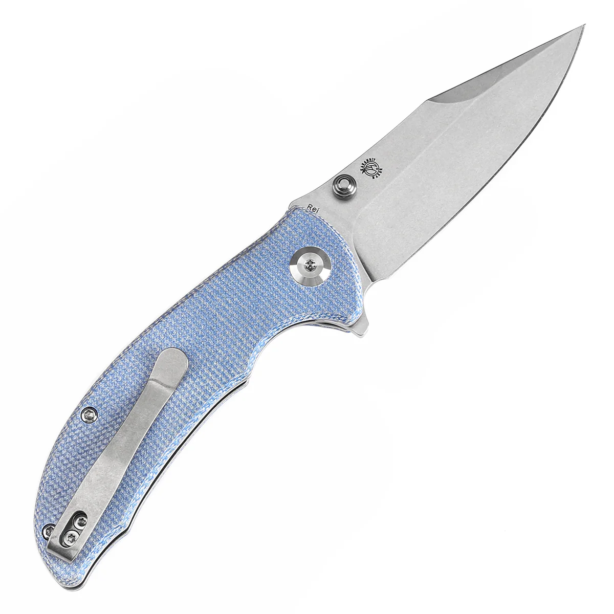 Tenable Rei Folding Knife Blue Micarta Handle (3.3" Stonewashed 14C28N Blade) Karambit Maker Design--T1061A1 - Image 9