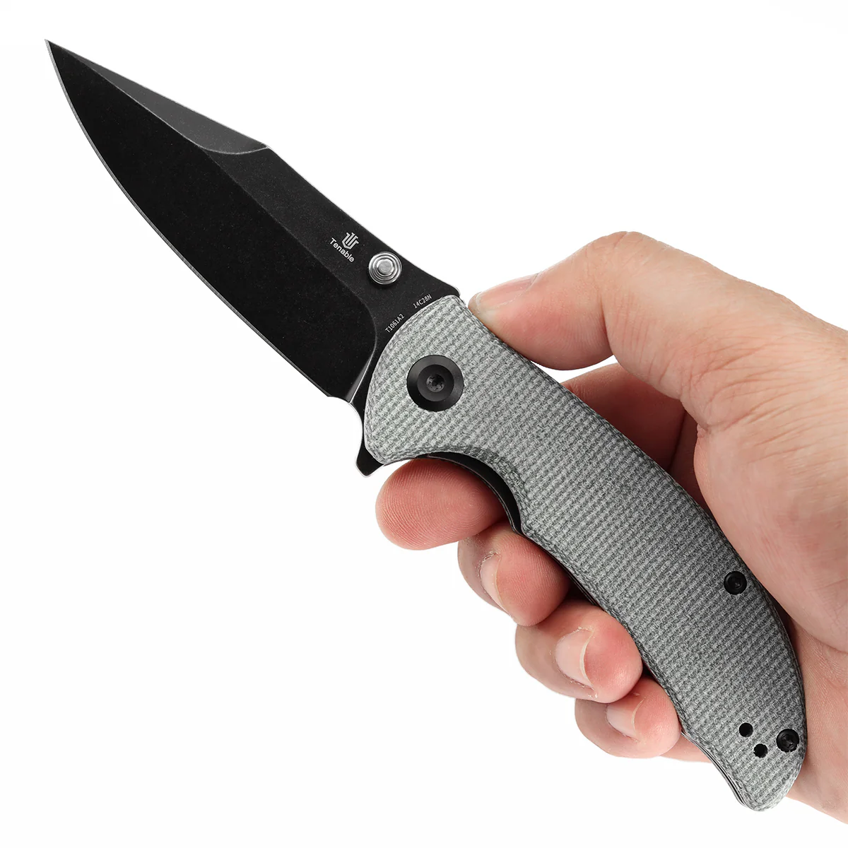 Tenable Rei Folding Knife Green Micarta Handle (3.3" Blackwash 14C28N Blade) Karambit Maker Design--T1061A2 - Image 10