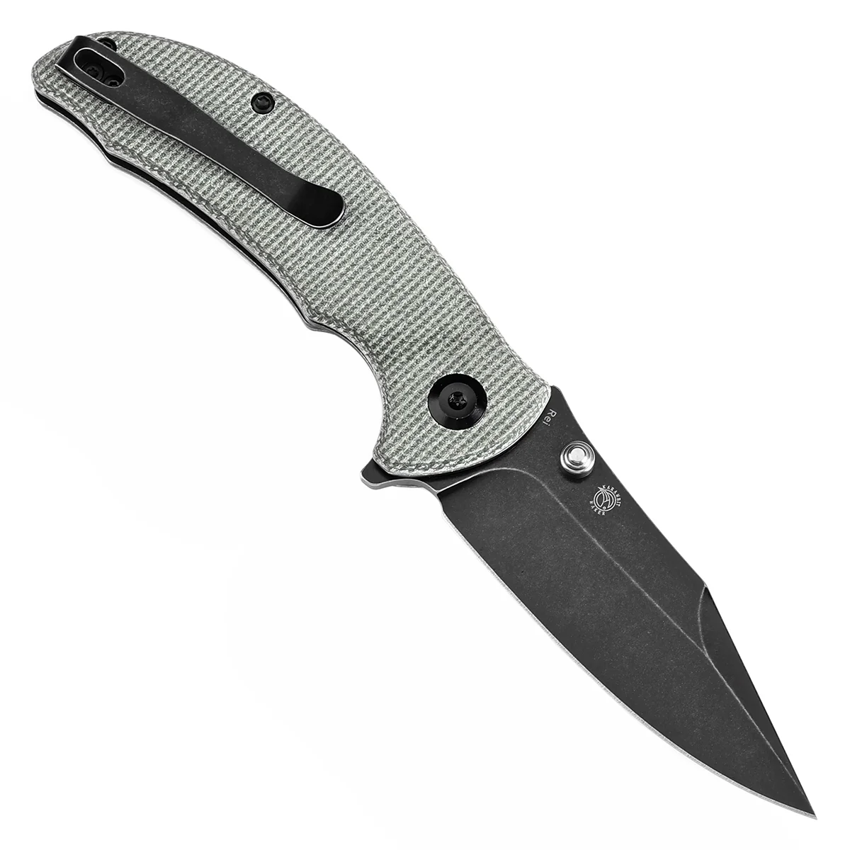 Tenable Rei Folding Knife Green Micarta Handle (3.3" Blackwash 14C28N Blade) Karambit Maker Design--T1061A2 - Image 3