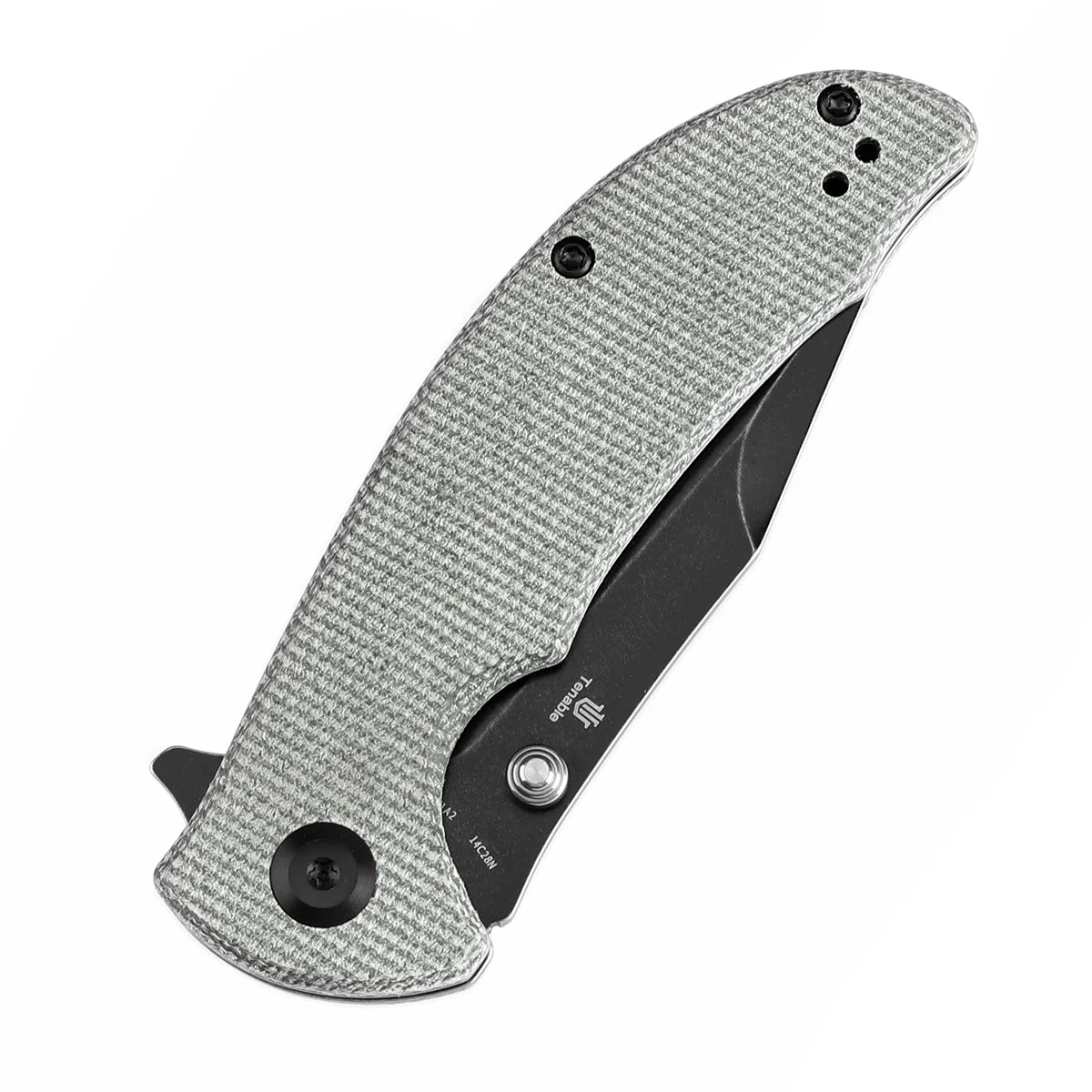 Tenable Rei Folding Knife Green Micarta Handle (3.3" Blackwash 14C28N Blade) Karambit Maker Design--T1061A2 - Image 7