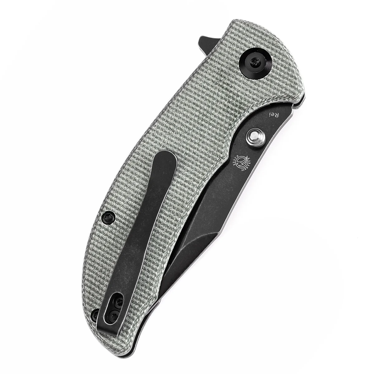 Tenable Rei Folding Knife Green Micarta Handle (3.3" Blackwash 14C28N Blade) Karambit Maker Design--T1061A2 - Image 8