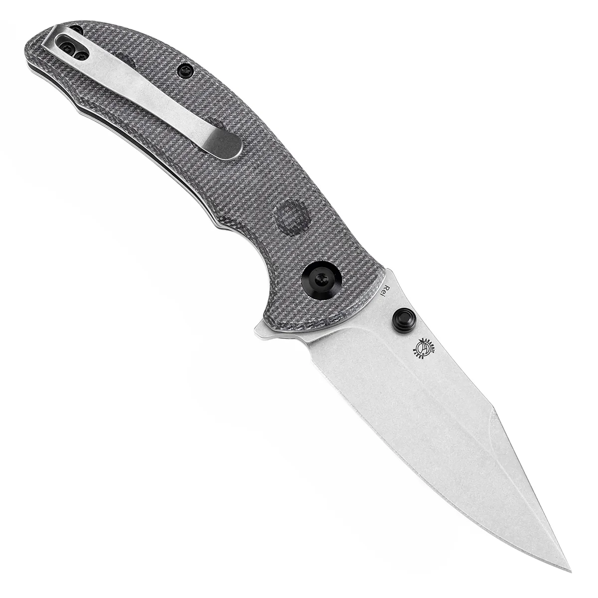 Tenable Rei Folding Knife Black Micarta with Dimples Handle (3.3" Stonewashed 14C28N Blade) Karambit Maker Design--T1061A3 - Image 3