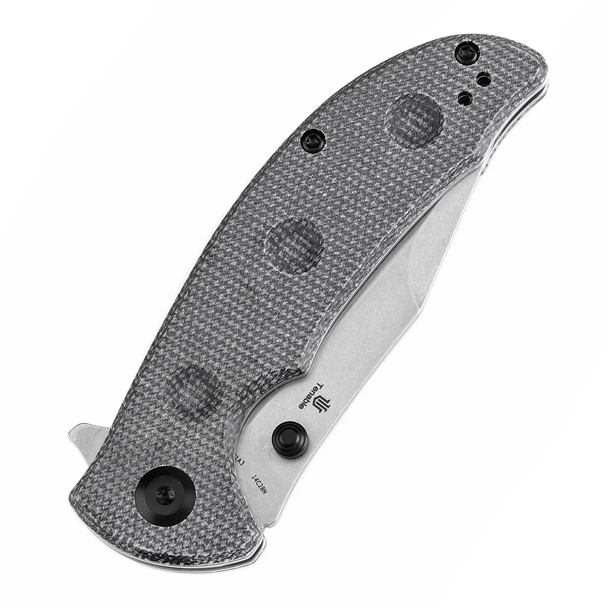Tenable Rei Folding Knife Black Micarta with Dimples Handle (3.3" Stonewashed 14C28N Blade) Karambit Maker Design--T1061A3 - Image 7