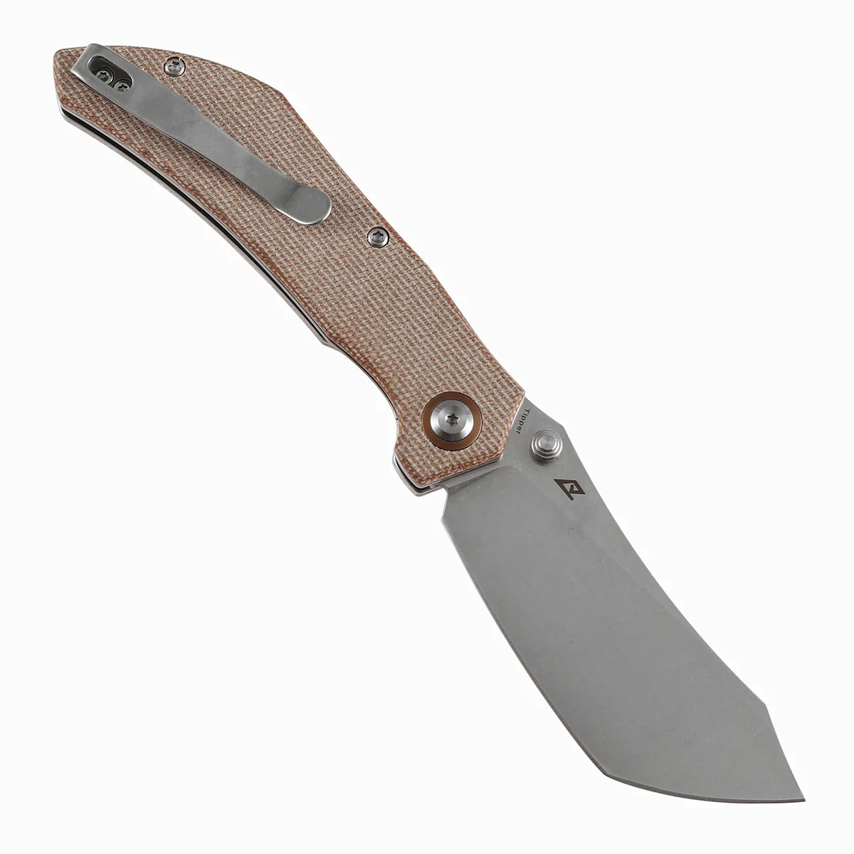 Tenable Tipper Folding Knife | 3.39'' Stonewashed Nitro V Blade | Brown Micarta Handle | Edgy Bladeworks Design | B1079A3 - Image 3