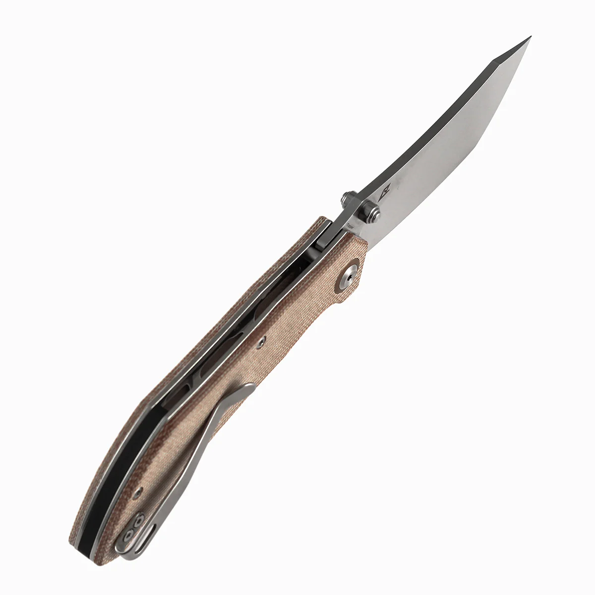 Tenable Tipper Folding Knife | 3.39'' Stonewashed Nitro V Blade | Brown Micarta Handle | Edgy Bladeworks Design | B1079A3 - Image 5