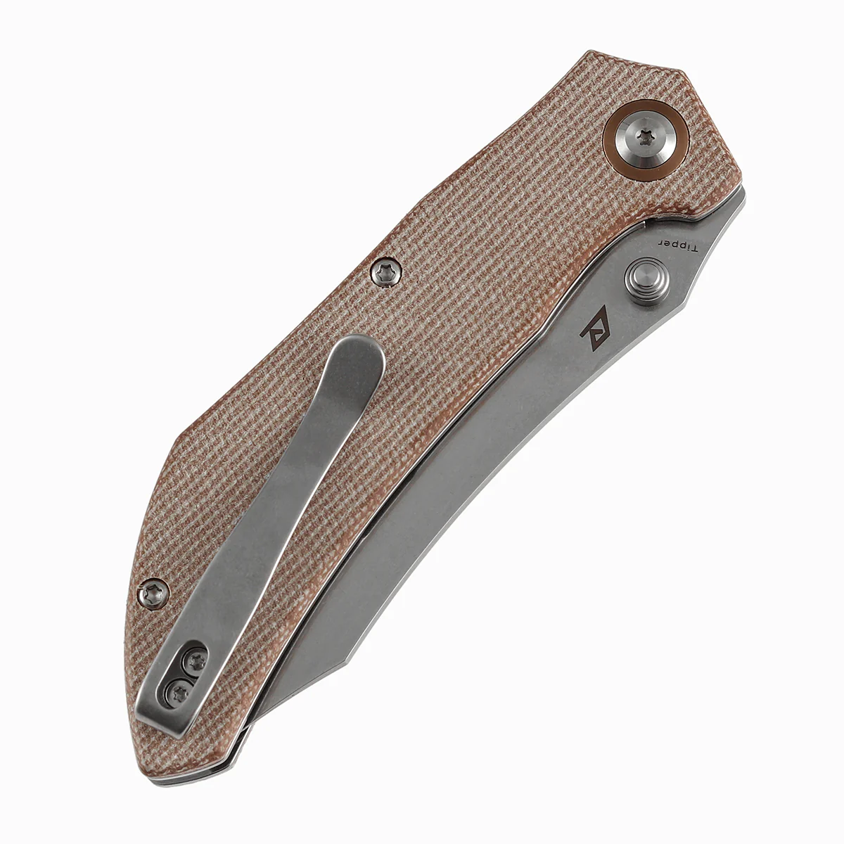 Tenable Tipper Folding Knife | 3.39'' Stonewashed Nitro V Blade | Brown Micarta Handle | Edgy Bladeworks Design | B1079A3 - Image 7