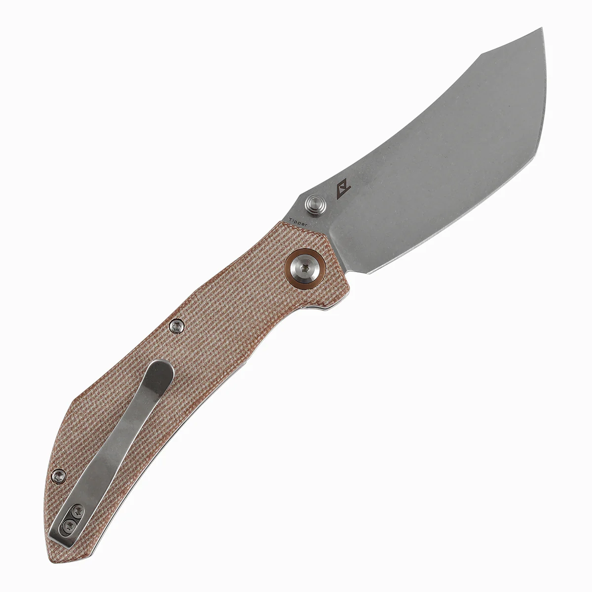 Tenable Tipper Folding Knife | 3.39'' Stonewashed Nitro V Blade | Brown Micarta Handle | Edgy Bladeworks Design | B1079A3 - Image 8