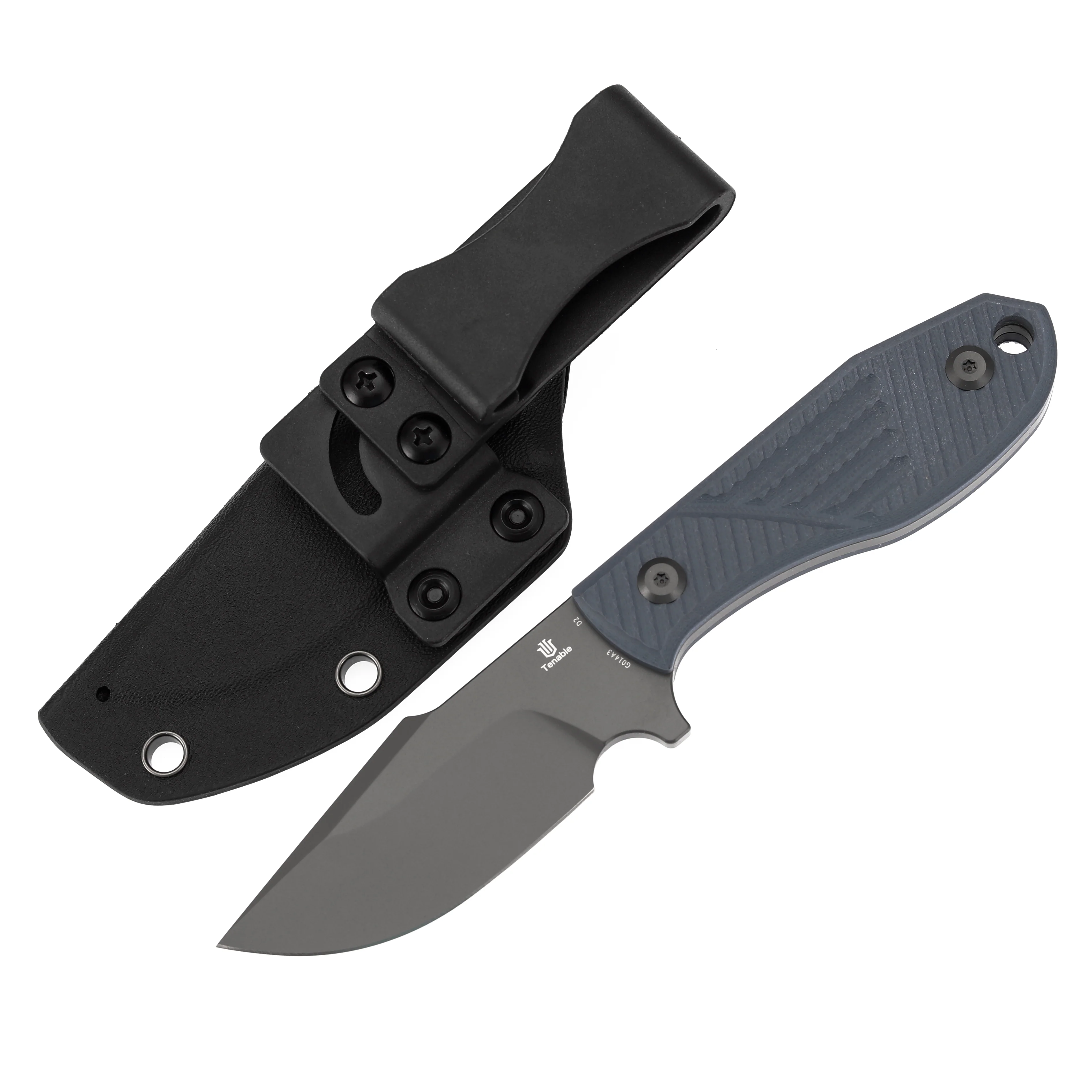 Tenable Tiny Dancer Fixed Blade – Light Gray G10 Handle – 3.17" Gray TiCn Coated D2 Blade – JB Stout Design – G014A3