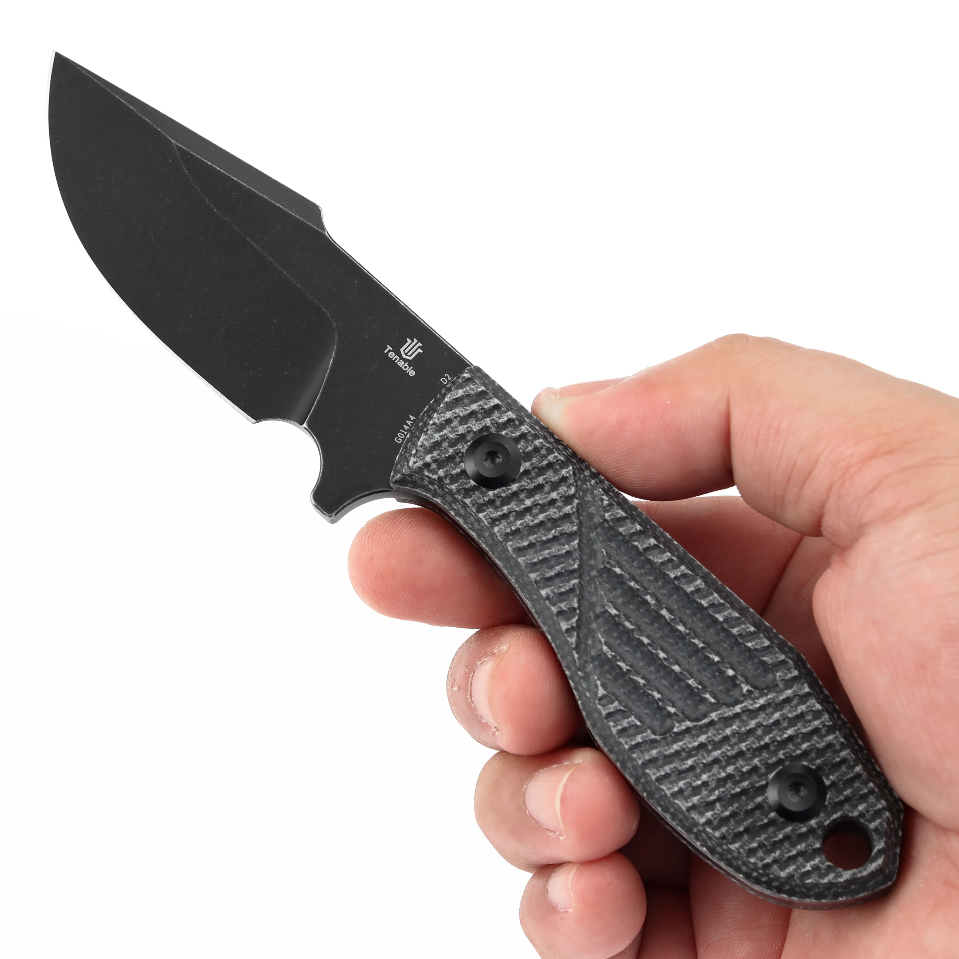 Tenable Tiny Dancer Fixed Blade – Black Micarta Handle – 3.17" Blackwash D2 Blade – JB Stout Design – G014A4 - Image 9