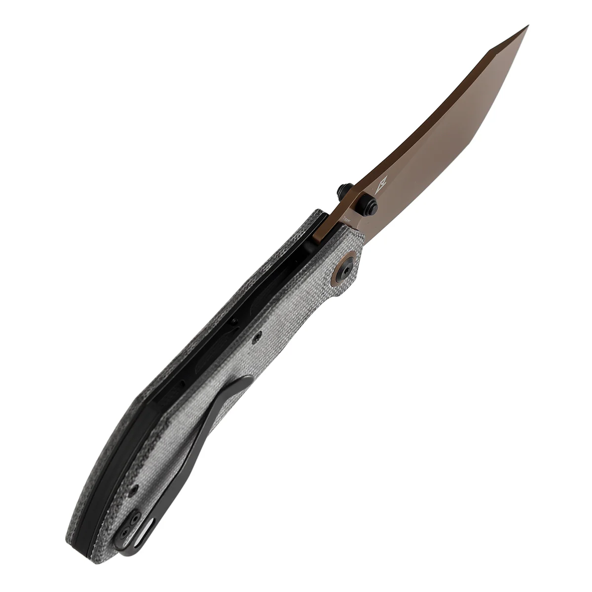 Tenable Tipper Folding Knife | 3.39'' Rose Gold Nitro V Blade | Black Micarta Handle | Edgy Bladeworks Design | B1079A1 - Image 5