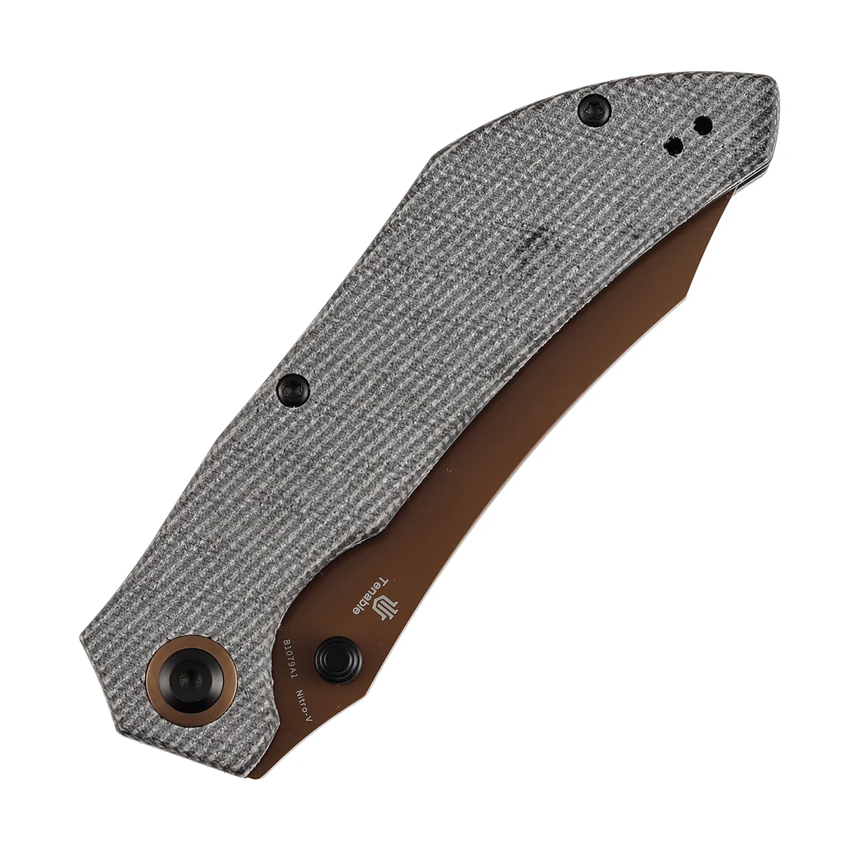 Tenable Tipper Folding Knife | 3.39'' Rose Gold Nitro V Blade | Black Micarta Handle | Edgy Bladeworks Design | B1079A1 - Image 6