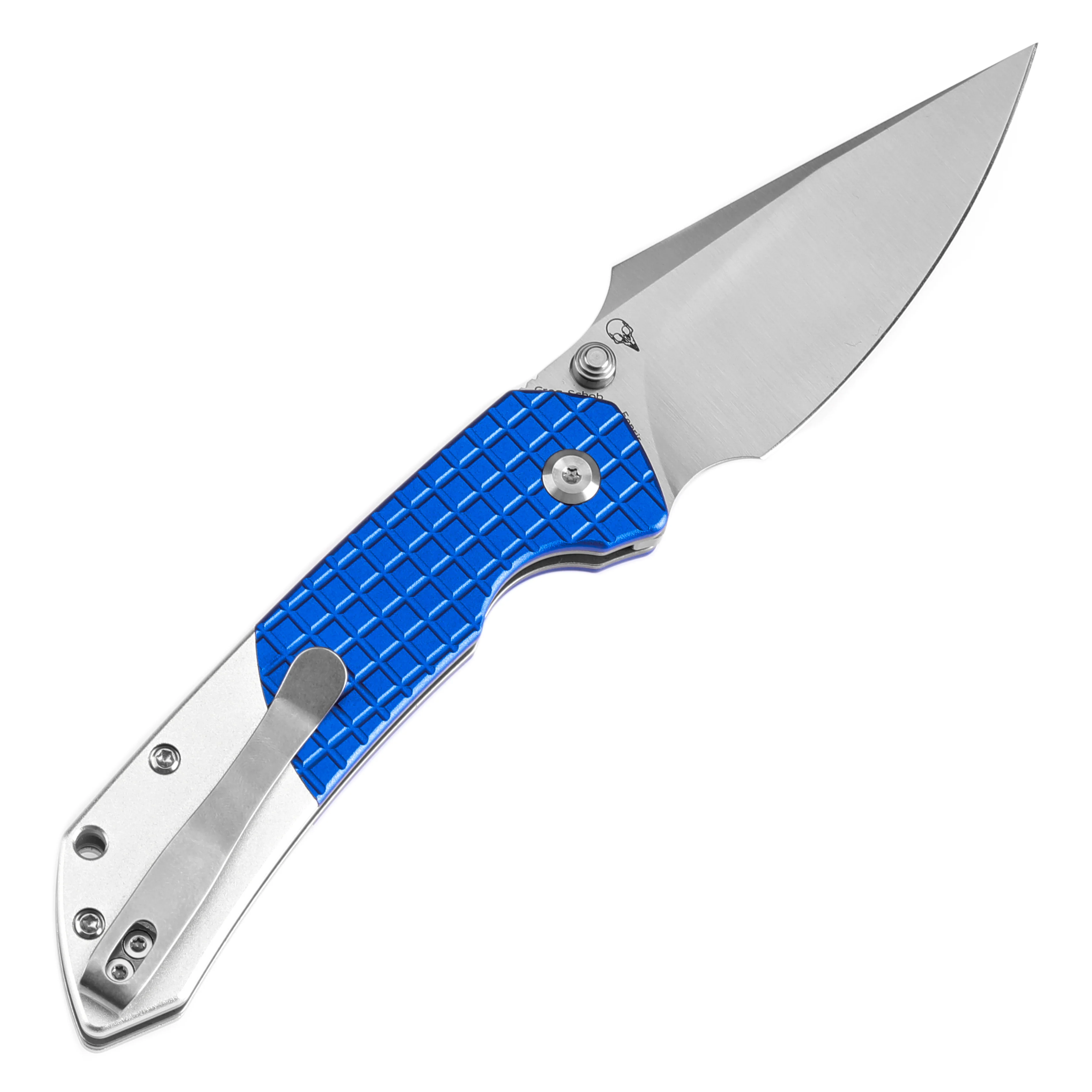 WMK Exclusive Tenable Fenrir Folding Knife Button Lock Blue Frag G10 & Aluminum 14c28n Blade T1034S1 - Image 3