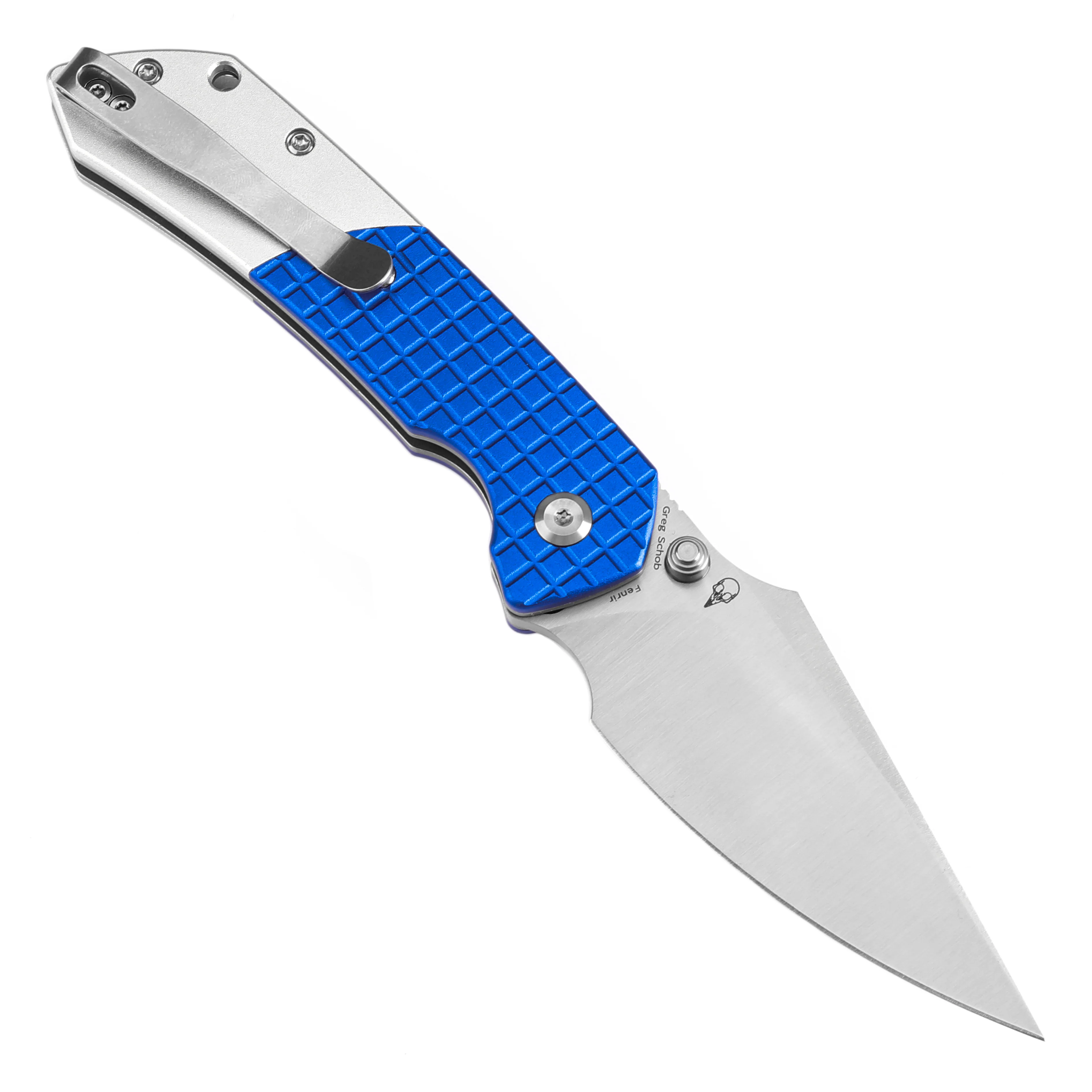WMK Exclusive Tenable Fenrir Folding Knife Button Lock Blue Frag G10 & Aluminum 14c28n Blade T1034S1 - Image 4