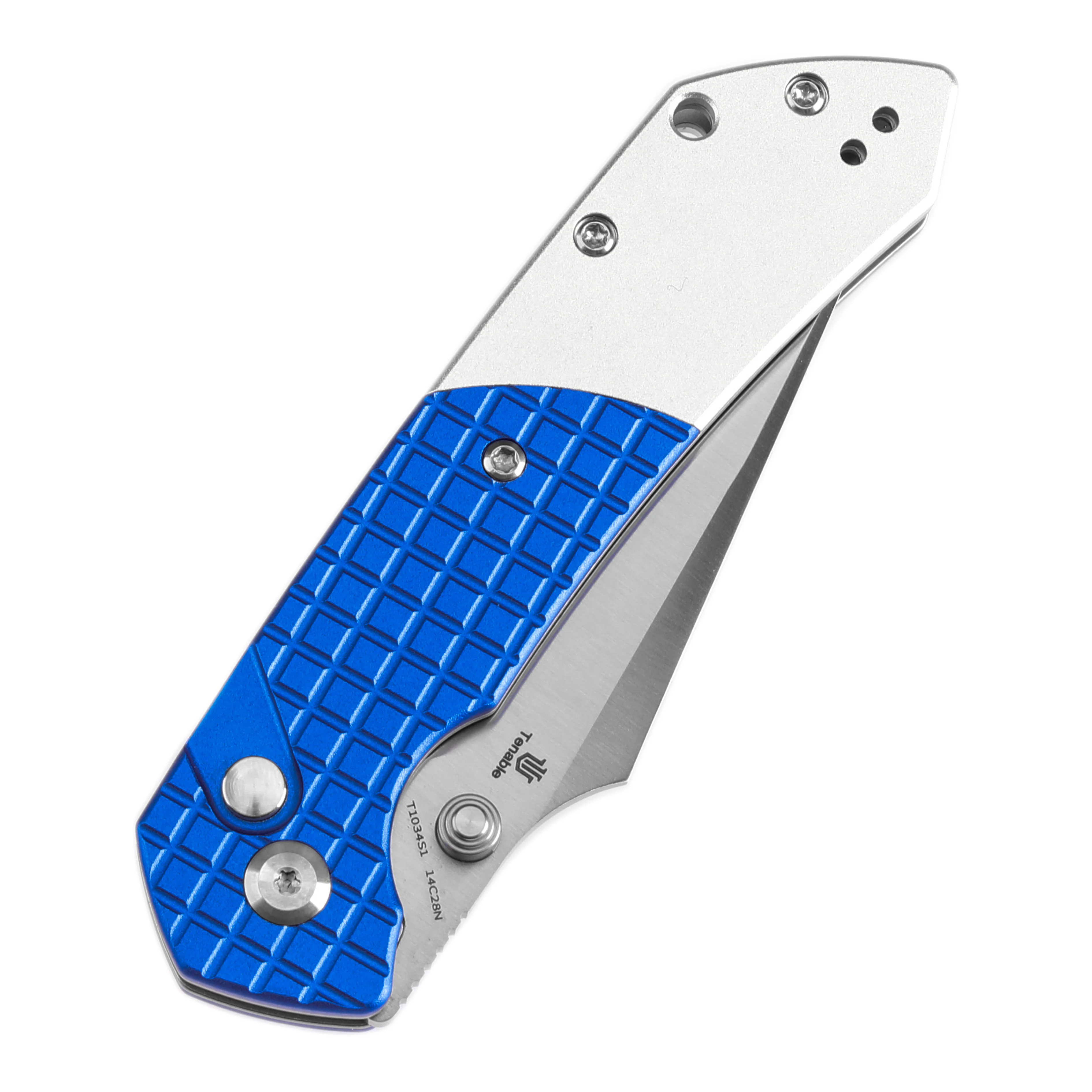 WMK Exclusive Tenable Fenrir Folding Knife Button Lock Blue Frag G10 & Aluminum 14c28n Blade T1034S1 - Image 7