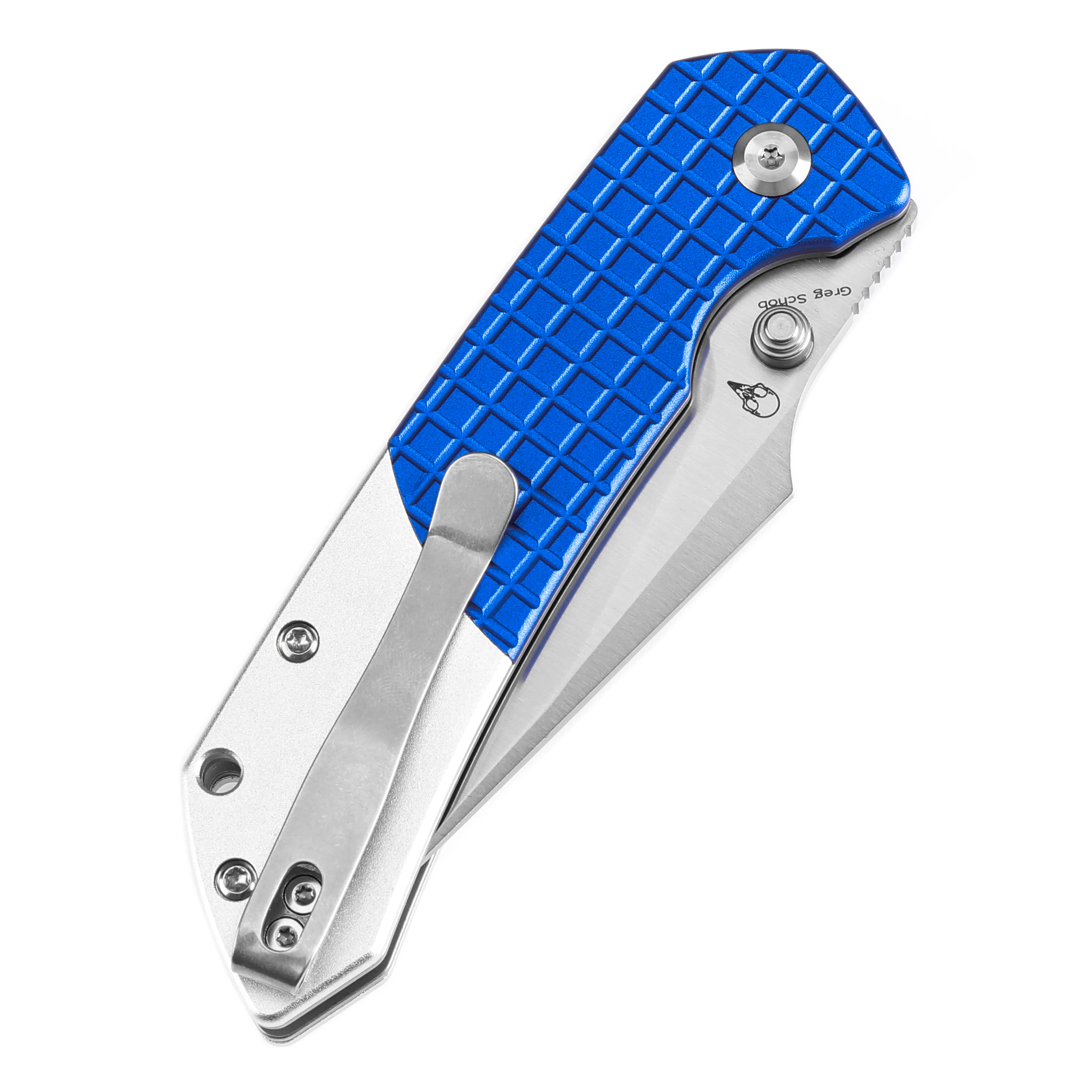 WMK Exclusive Tenable Fenrir Folding Knife Button Lock Blue Frag G10 & Aluminum 14c28n Blade T1034S1 - Image 8